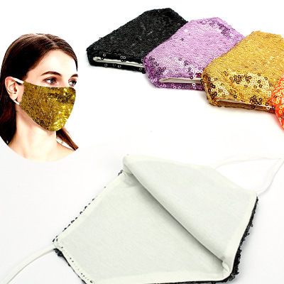 New Sequin Mask Warm and Dustproof Cross-Border Supply Fashion Cool Washable Cotton Mask