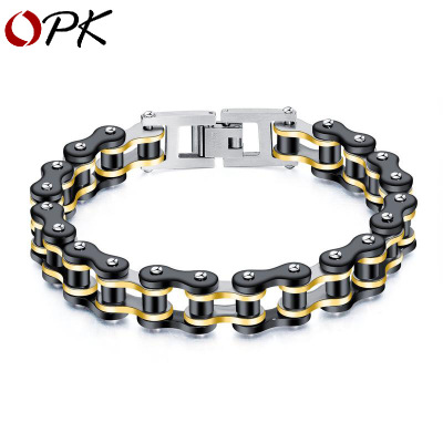 OPK CrossBorder Cool Locomotive Chain Rock Style Bicycle Chain Stainless Steel Bracelet Whole Stylish Guy's Bracelet