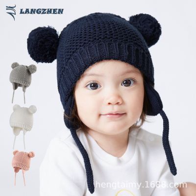 Cross-Border Langzhen Winter New Baby Wool Hat with Velvet Knitted Earmuffs Hat Cold-Proof Warm Children's Hat