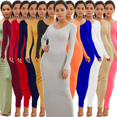 European and American Hot Selling Amazon AliExpress Women's Sexy Vest Dress Fashion Long-Sleeved Cool Dress