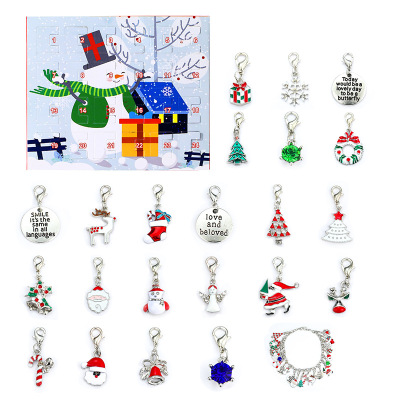 Cross-Border Premium Christmas DIY Calendar Gift Suit Santa Claus Epoxy Crystal Christmas Women's Bracelet