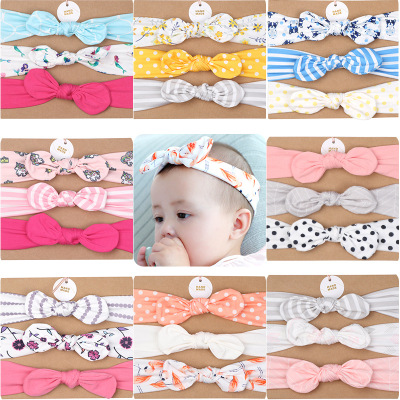 New Children's Hair Ribbon ThreePiece 70946 Baby Hair Ornaments Set Perfect Beauty Bow Ear Headband