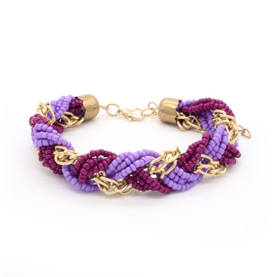 European and American Fashion Handmade Rice Beads Woven Bracelet Female Foreign Trade Multi-Layer Chain Beading Bracelet Bracelet Ornament Wholesale