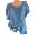 2020ebay AliExpress Hot Selling Fashion Women's Lace Vneck Embroidered ShortSleeved Bat Shirt