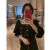 2020 Autumn New Korean Retro Square Collar Small Rich Woman Waist Dress Two Colors into Women's Fashion