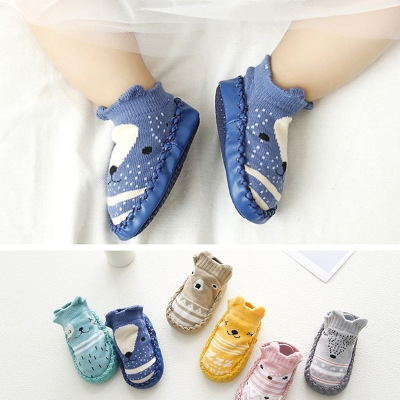 20 New Cartoon Baby Leather Bottom Socks Baby Toddler Shoes Socks Fox Non-Slip Soft Bottom Floor Socks Wholesale