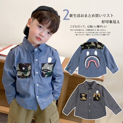 Fashion Children's 2020 Autumn New Children's Clothing Children's Camouflage Printed Shirt Boys Lapel Denim Shirt