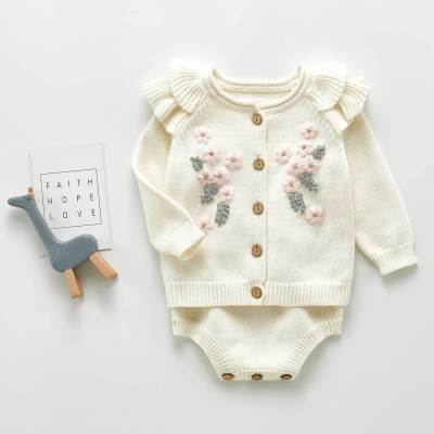 2020 Baby 3-6-September Baby Set Flower Coat Strap Romper Crawling Clothes Two-Piece Set Single Shot