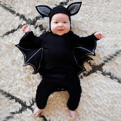 Children's Clothing Halloween Clothes for Babies Newborn Baby Autumn Bat LongSleeved OnePiece Suit Crawling Clothes Male