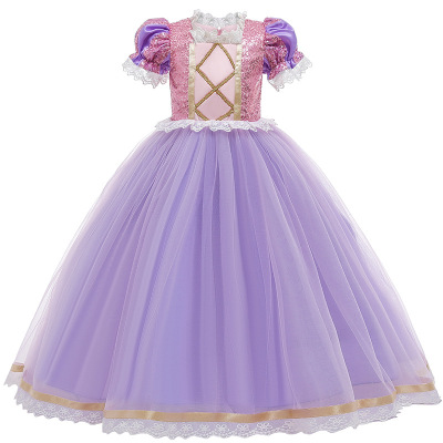 New CrossBorder Foreign Trade Halloween Children's Clothing Sofia Long Hair Princess Dress Girl's Skirt Summer Dress