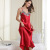 Imitated Silk Pajamas Female Lace Sexy V-neck Long Slip Nightdress Nightgown Leisure Tops One Piece Dropshipping