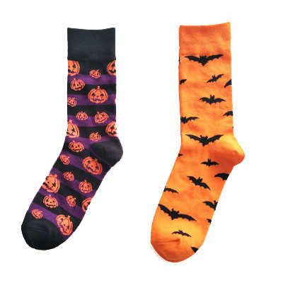 New Cool Men's Socks Halloween Cartoon Cotton Stockings Cool Bat Sweat-Absorbent Breathable Socks