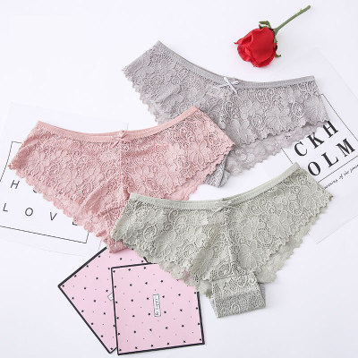 Women's Lace Sexy Low Waist Lace Underwear Foreign Trade Triangle Large Size Viscose Fiber Seamless Underwear Women