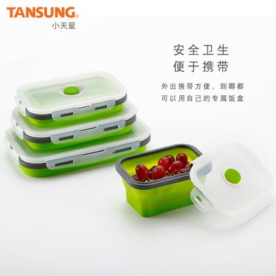 Food Container Folding Silicone Container Microwave Oven Lunch Box Portable Plastic Lunch Food Container 5Piece Set