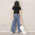 Style for Autumn and Winter Girl's Jeans Loose Slimming Mopping Wide Leg Drape Daddy StraightLeg Pants CrossBorder Ins