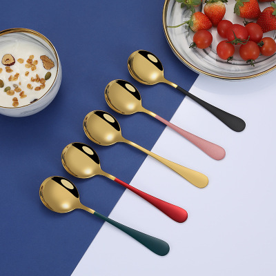 HD Creative Korean Stainless Steel Spoon Coffee Cake Dessert Spoon Stainless Steel Tableware Factory Wholesale