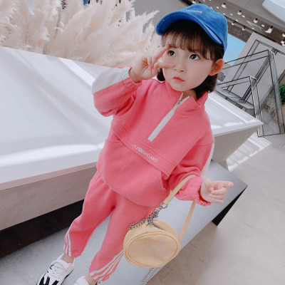 2020 Autumn New Children's Girl's Letter Flip Side Set Baby Two-Piece Children's Clothing Wholesale Generation Hair