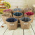 New Zakka Cotton Linen Crafts Flower Pot Small Sack Hanging Jute Dot Striped Storage Basket Hanging Storage Bag