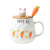 Popular Cartoon Radish Rabbit Wooden Lid Ceramic Cup Cute Radish Spoon Cup Mug Men and Women Students Couple Cup
