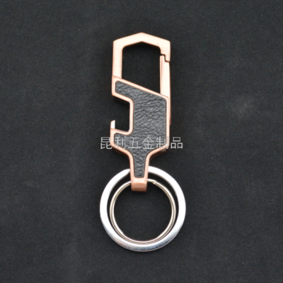 Alloy Leather Keychain Advertising Gifts Promotional Gifts Double Ring Hanging Buckle Waist Hanging Men's Buckle Tourist Souvenirs