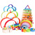 Germany's Large Rainbow Building Blocks Native Building Blocks Basswood Pine 12-Color Arched Green Assembled Jenga Toys