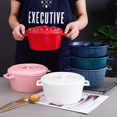 Bowl Large Household Ceramic Bowl Creative Instant Noodle Bowl with Lid Japanese Noodle Bowl Tableware Large Soup Bowl
