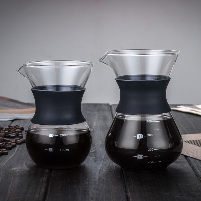 High-Temperature Resistant Glass Hand Coffee Pot Borosilicate Glass Sharing Coffee Pot Glass Coffee Maker Coffee Set