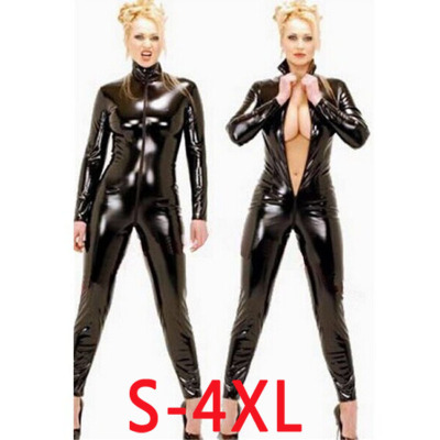 the United States Sexy Lingerie Paint OnePiece Suit OnePiece Suit Queen's Outfit Long Zipper OpenCrotch Pole Dance Wear