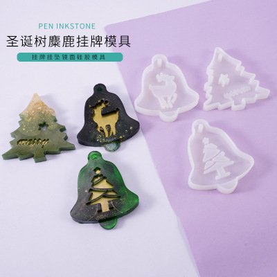 Yumei DIY Crystal Epoxy Mold Listing Christmas Tree Elk Pendant Bag Decoration Decorative Silicone Mold