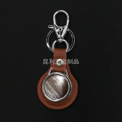 Snap Hook Leather Practical Keychain Promotional Gifts Advertising Gifts Key Pendants CD Pattern round Leather Buckle