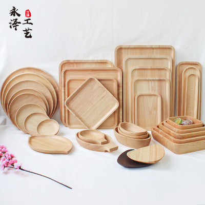 Tray Japanese Tableware Solid Wooden Tray Fruit Plate Hotel Barbecue Plate Wooden Tray Wooden Dish Plate Wooden Tray