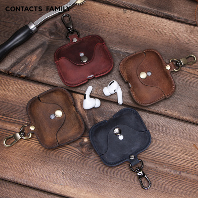 Protective Case Italian Crazy Horse Leather for Apple Airpods3 Bluetooth Wireless Earphone Sleeves