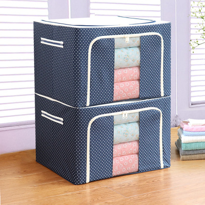 Large Steel Frame Oxford Cloth Storage Box Washed MoistureProof Folding Container Clothes Quilt Bed Bottom Buggy Bag