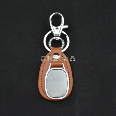 Snap Hook Leather Practical Keychain Promotional Gifts Advertising Gifts Key Pendants Oval Waist Hanging Leather Buckle