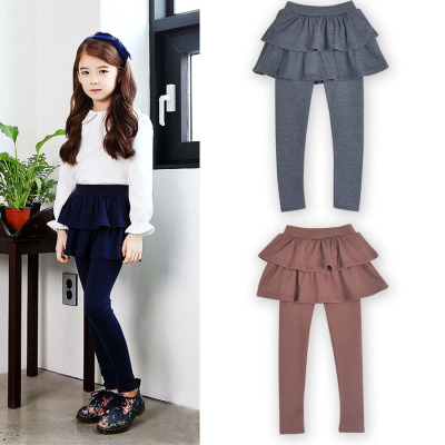2020wish Popular Spring and Autumn Korean Style New Fake Two-Piece Girls' Children's Leggings Skirt Pants