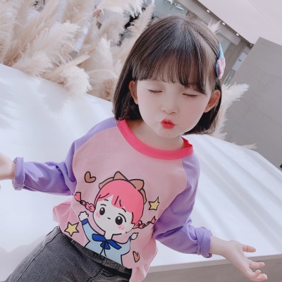 Style Children's Girls Printed Cartoon LongSleeved T Baby's Top Fashion Children's Clothing Whole One Piece Dropshipping