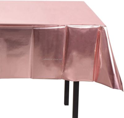 Amazon Hot Gold Silver Rose Gold Blue Green Aluminum Film Table Disposable Party Supplies Tablecloth
