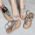 Bohemian Cross-Border Sandals Exquisite Leaves Crystal Beaded Sandals Beach Split Toe Wedge Shoes Factory Direct Sales