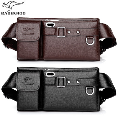 Men's Leather Pocket Male Multifunction Sports Bag Men Breast Package Leisure Bag Male Brand Bag