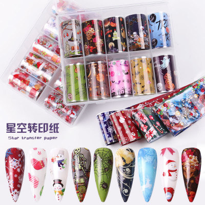 HotSelling Nail Art Halloween Nail Art Starry Stickers Set Nail Stickers Transfer Paper Christmas Nail Stickers
