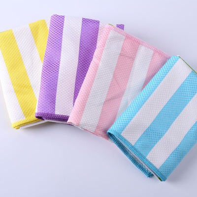 Factory Direct Sales Kitchen Rag Printing Oil Absorbent Dish Towel Scouring Pad Fish Scale Cloth Custom Large Favorably