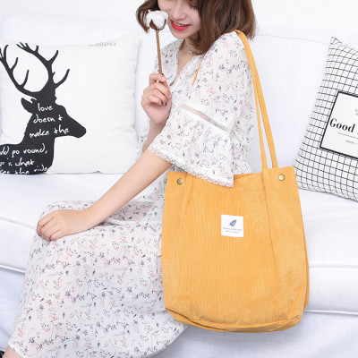 Korean Version of the Thickened Corduroy Snap Fastener Women's Canvas Handbag Package Bulk Laptop Shoulder Bag