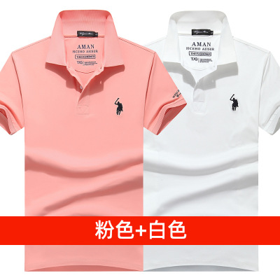 2020 New Style Men's Short-Sleeved T-shirt Polo Shirt Lapel Plus-sized Cotton Collar Half Sleeve T-Shirt Wholesale