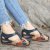 CrossBorder Foreign Trade Women's Shoes 2020 Summer New Retro round Head Slanted Heel Cross Buckle Women's Sandals