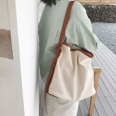 Korea New Different Size Bags Simple Versatile Canvas Bag Women CrossbodyShoulder Bag Ins Bucket Bag Mass Shopping Bag