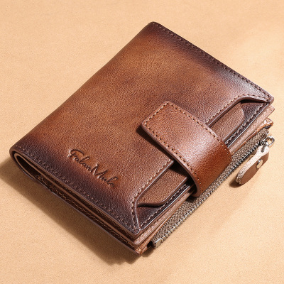 Men's Short Leather Wallet Full Header Level ca se Leather Korean Fashion Leisure Wallet Driver's License Leather Wallet