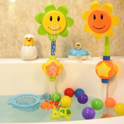 Douyin Celebrity Inspired Baby Electric Sunflower Shower Children's Bathroom Water Rotary Table Toy Bath