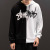 Claw Mark Sweater Men's Magic Scratch Print Hip Hop Loose Black and White Stitching Couple Hooded Jacket Popular Brand