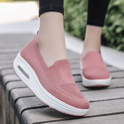 Pedal Set Foot Lazy Platform Increased Air Cushion Sports Rocking Shoes New Flyknit Mesh Breathable Casual Women's Shoes