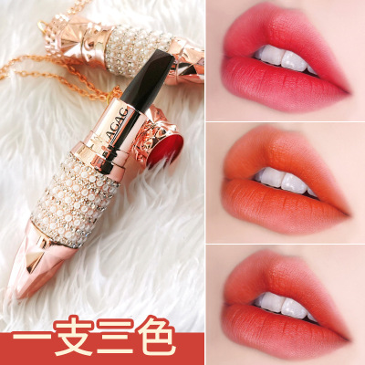 Agag Online Red TikTok Celebrity Inspired Queen's Truncheon Black Lipstick a Three-Color Matte Soft Fog Lasting Makeup